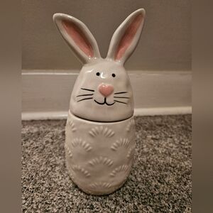Charming Bunny Ceramic Jar with Pink and White Details